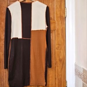 NWOT Shein Color Block Pattern Long-Sleeve Women's Dress, Size L